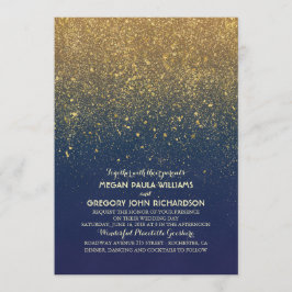  Gouden Glitter Elegante Navy Wedding Kaart