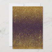  gouden glitter elegante pruimenbruiloft kaart (Achterkant)