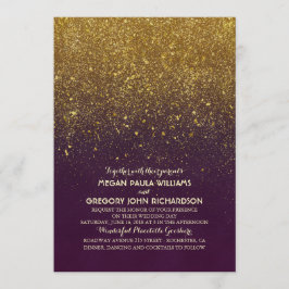  gouden glitter elegante pruimenbruiloft kaart