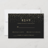 Gouden Glitter Elegante Zwarte RSVP (Voorkant)