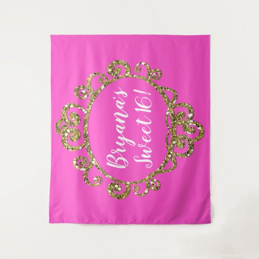 Gouden Glitter ELKE KLEUR Verjaardagsfeestje Achte Wandkleed (Voorkant)