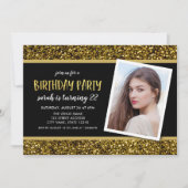 Gouden glitter elke leeftijd foto verjaardag uitno kaart (Voorkant)