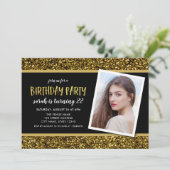 Gouden glitter elke leeftijd foto verjaardag uitno kaart (Staand voorkant)
