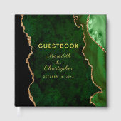 Gouden Glitter Emerald Green Agaat Wedding Gold Fo Gastenboek (Voorkant)