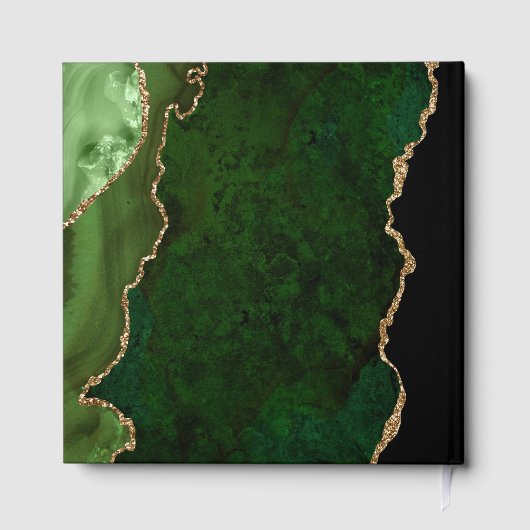 Gouden Glitter Emerald Green Agaat Wedding Gold Fo Gastenboek (Achterkant)