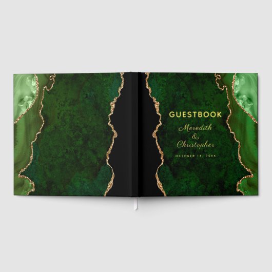Gouden Glitter Emerald Green Agaat Wedding Gold Fo Gastenboek (Volledig)