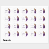Gouden Glitter en Aubergine Paarse bruiloft Ronde Sticker (Vel)