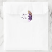 Gouden Glitter en Aubergine Paarse bruiloft Ronde Sticker (Tas)