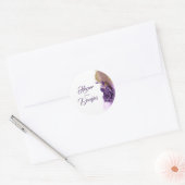Gouden Glitter en Aubergine Paarse bruiloft Ronde Sticker (Envelop)
