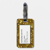 Gouden Glitter en Black Stripe Bagagelabel (Achterkant verticaal)