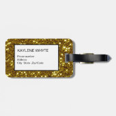 Gouden Glitter en Black Stripe Bagagelabel (Achterkant horizontaal)