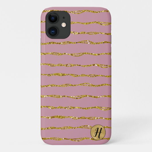 Gouden Glitter en Blush Roze Telefoon Case (Achterkant)