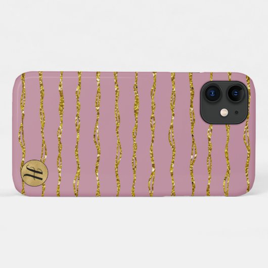 Gouden Glitter en Blush Roze Telefoon Case (Achterkant (horizontaal))