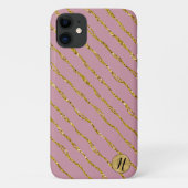 Gouden Glitter en Blush Roze Telefoon Case (Achterkant)