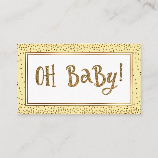 Gouden Glitter en Bord Gele Luier Raffle Tickets Informatiekaartje (Achterkant)