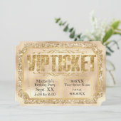 Gouden Glitter en Diamanten Ticket Uitnodiging (Staand voorkant)