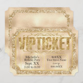Gouden Glitter en Diamanten Ticket Uitnodiging (Voorkant / Achterkant)