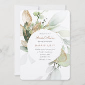 Gouden Glitter en Eucalyptus Vrijgezellenfeest Kaart (Voorkant)