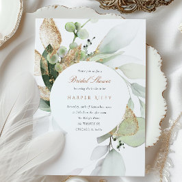 Gouden Glitter en Eucalyptus Vrijgezellenfeest Kaart