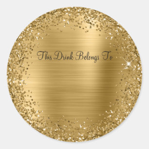 Gouden Glitter en Folie Deze Drank Hoort Bij Ronde Sticker