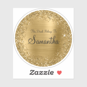 Gouden Glitter en Folie Deze Drank Is Van Sticker