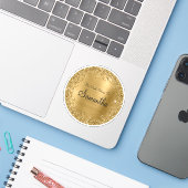 Gouden Glitter en Folie Deze Drank Is Van Sticker (Laptop met iPhone)