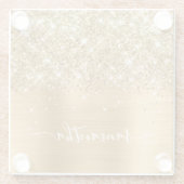 Gouden glitter en folie meisjesachtige handtekenin glazen onderzetter (Achterkant)