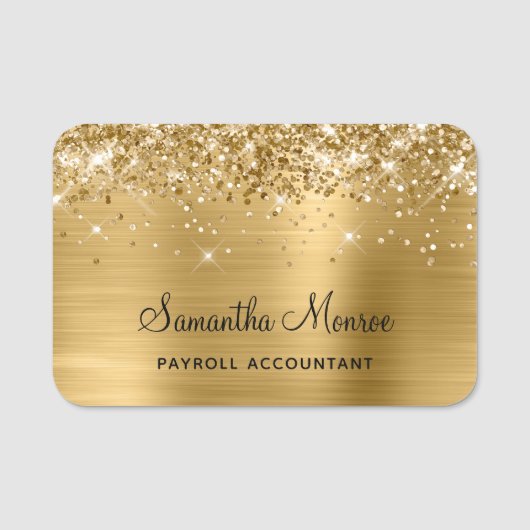 Gouden Glitter en Folie Naamplaatje (Voorkant)