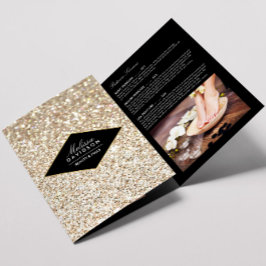 Gouden Glitter en Glamour Nail Salon Brochure Drieluik Kaart