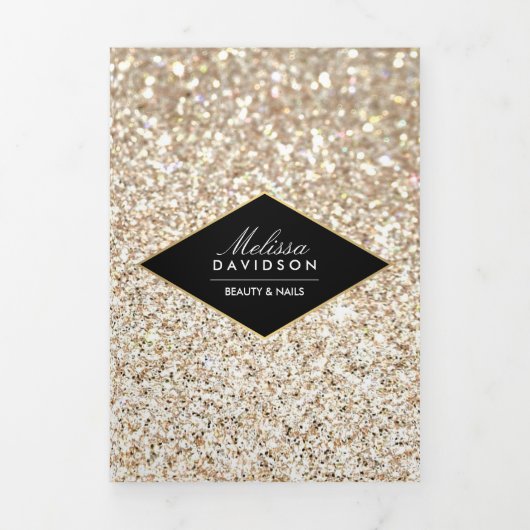 Gouden Glitter en Glamour Nail Salon Brochure Drieluik Kaart (Cover)