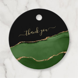 Gouden Glitter en Groene Agaat Bedankjes Labels
