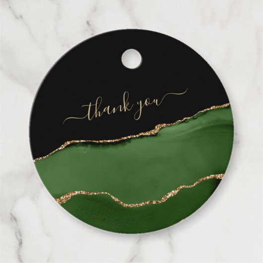 Gouden Glitter en Groene Agaat Bedankjes Labels (Voorkant)