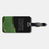 Gouden Glitter en Groene Agaat Monogram Bagagelabel (Achterkant horizontaal)