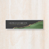 Gouden Glitter en Groene Agaat Monogram Deurbordje (Voorkant)