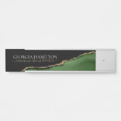 Gouden Glitter en Groene Agaat Monogram Deurbordje (Voorkant)