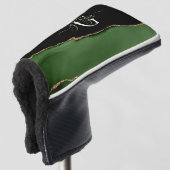 Gouden Glitter en Groene Agaat Monogram Golfheadcover (3/4 voorkant)