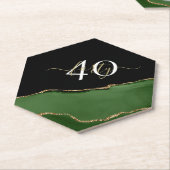 Gouden Glitter en Groene Agaat Monogram Kartonnen Onderzetters (Schuin)