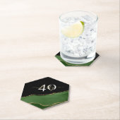 Gouden Glitter en Groene Agaat Monogram Kartonnen Onderzetters (Insitu)