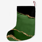 Gouden Glitter en Groene Agaat Monogram Kleine Kerstsok (Achterkant)