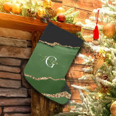 Gouden Glitter en Groene Agaat Monogram Kleine Kerstsok