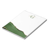 Gouden Glitter en Groene Agaat Monogram Notitieblok (Linkerzijde)