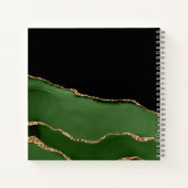 Gouden Glitter en Groene Agaat Monogram Notitieboek (Achterkant)