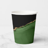 Gouden Glitter en Groene Agaat Monogram Papieren Bekers (Achterkant)