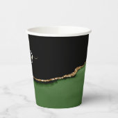 Gouden Glitter en Groene Agaat Monogram Papieren Bekers (Links)