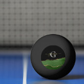 Gouden Glitter en Groene Agaat Monogram Pingpongbal (Net)