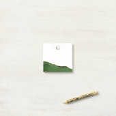 Gouden Glitter en Groene Agaat Monogram Post-it® Notes (Op bureau)