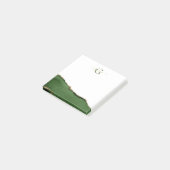 Gouden Glitter en Groene Agaat Monogram Post-it® Notes (Schuin)