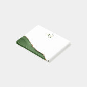 Gouden Glitter en Groene Agaat Monogram Post-it® Notes (Schuin)