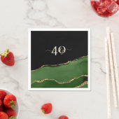 Gouden Glitter en Groene Agaat Monogram Servet (Insitu)