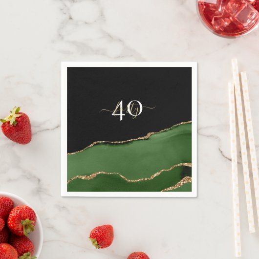 Gouden Glitter en Groene Agaat Monogram Servet (Insitu)